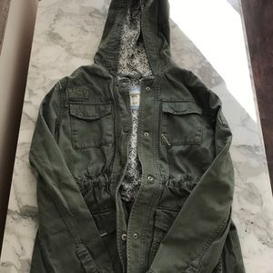 Abercrombie Kids Army Green ButtonUp Hooded Jacket